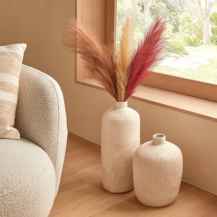 Vaso in gres colore beige collo stretto | Rohome