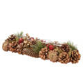 Portacandele con pigne, glitter, palline rosse e rami di pino | rohome
