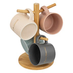 Set 4 Mug con porta tazze in legno | Rohome