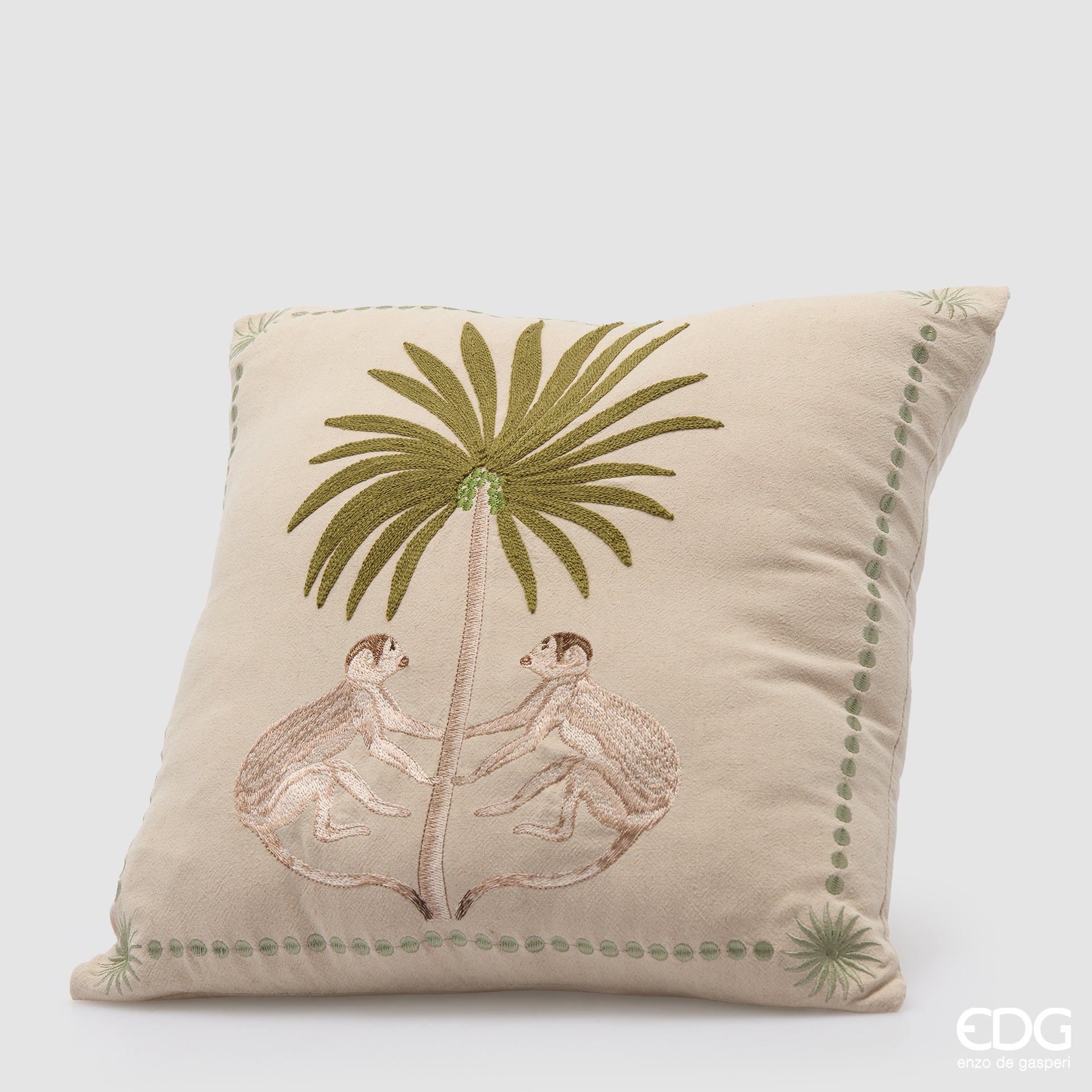 Edg - Cuscino palma e scimmie quadrato 43x43cm | Rohome