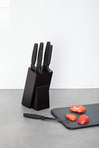 Porta coltelli con 6 coltelli colore nero | Rohome