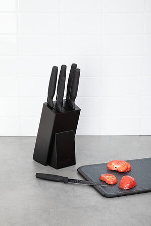 Porta coltelli con 6 coltelli colore nero | Rohome