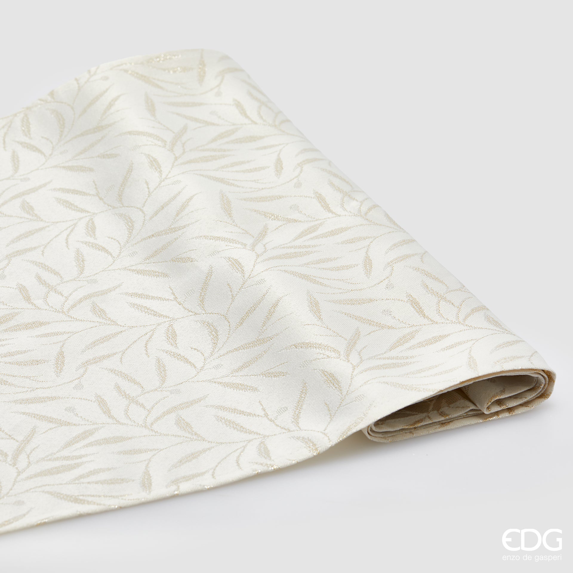 Edg - Runner foglie rettangolare bianco ed oro | Rohome