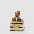 Barattolo contenitore xmas in ceramica a forma di orso con libri | rohome