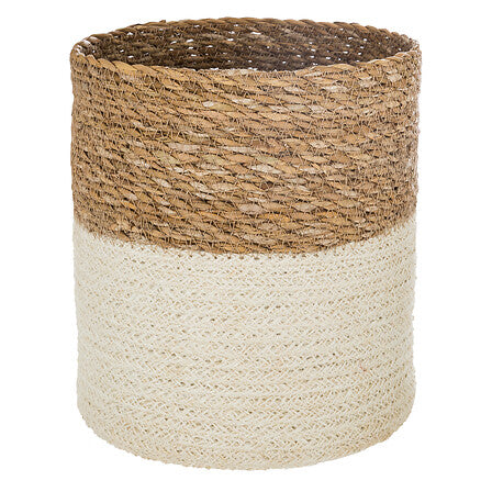 Cesto coprivaso marrone e base bianco | rohome