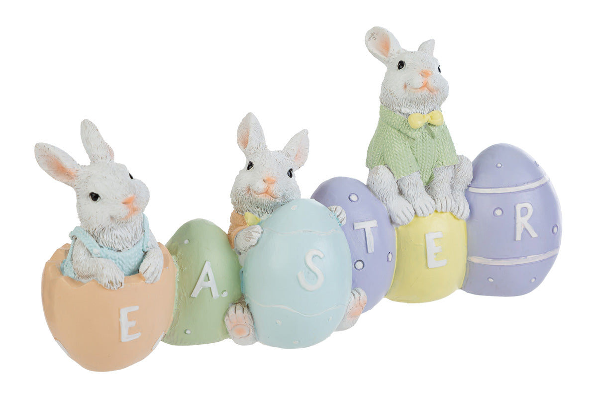 Scritta Pasqua con coniglietti e uova Happy Easter| Rohome