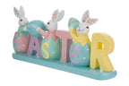 Decorazione scritta pasqua in resina con conigli | Rohome