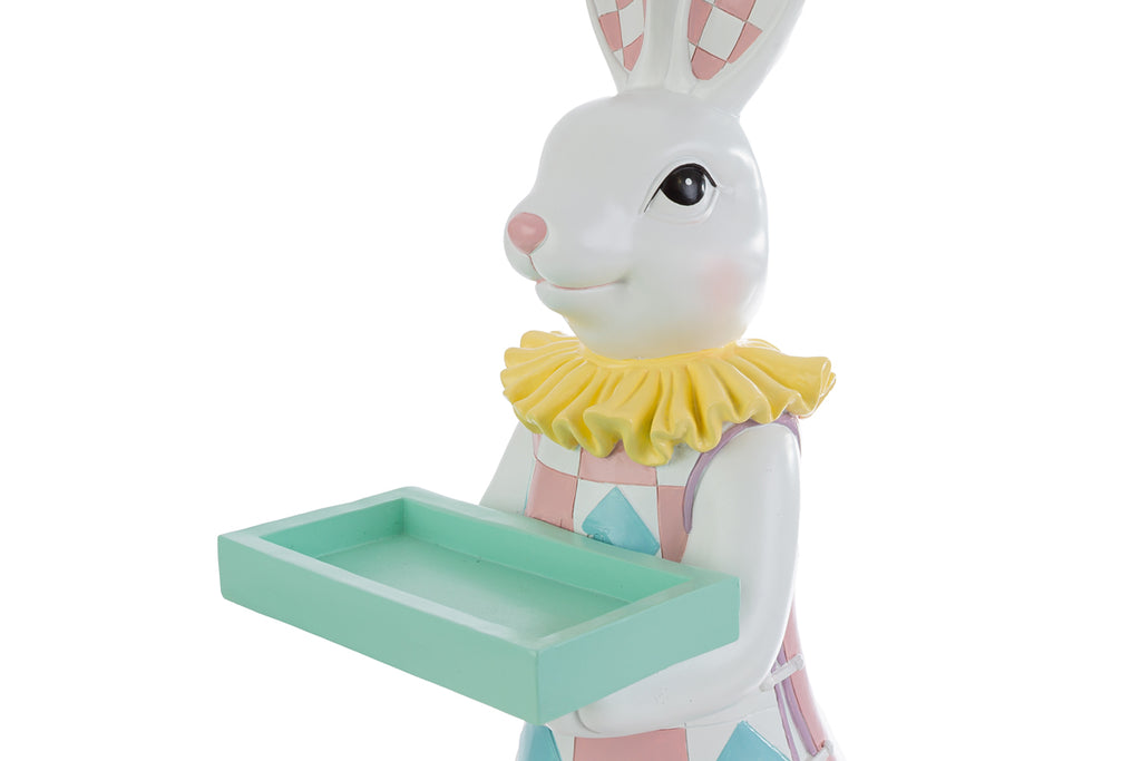 Coniglio pasquale grande con vassoio in resina h61.5cm | Rohome