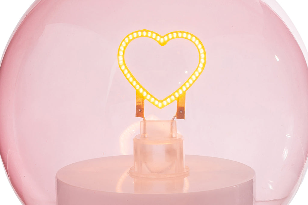 Lampada da tavolo led cuore con vetro rosa | Rohome