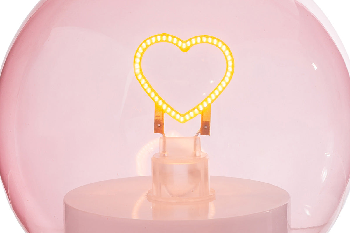 Lampada da tavolo led cuore con vetro rosa | Rohome