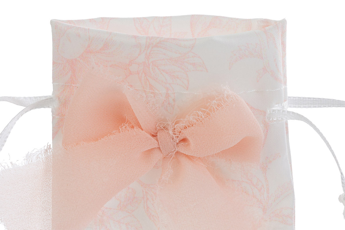 Sacchettino in raso trama fiori rosa | Rohome