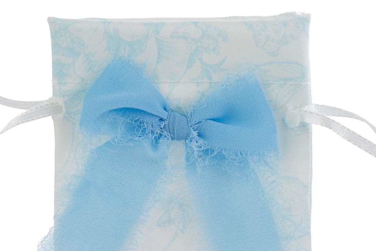 Sacchettino in raso trama fiori celeste | Rohome