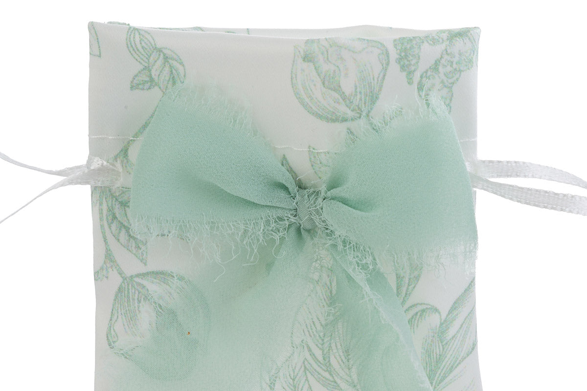 Sacchettino in raso trama fiori verde | Rohome