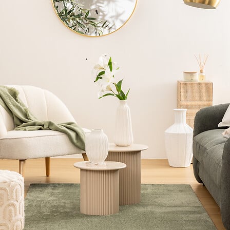 Tavolino in legno colore beige rigato | Rohome