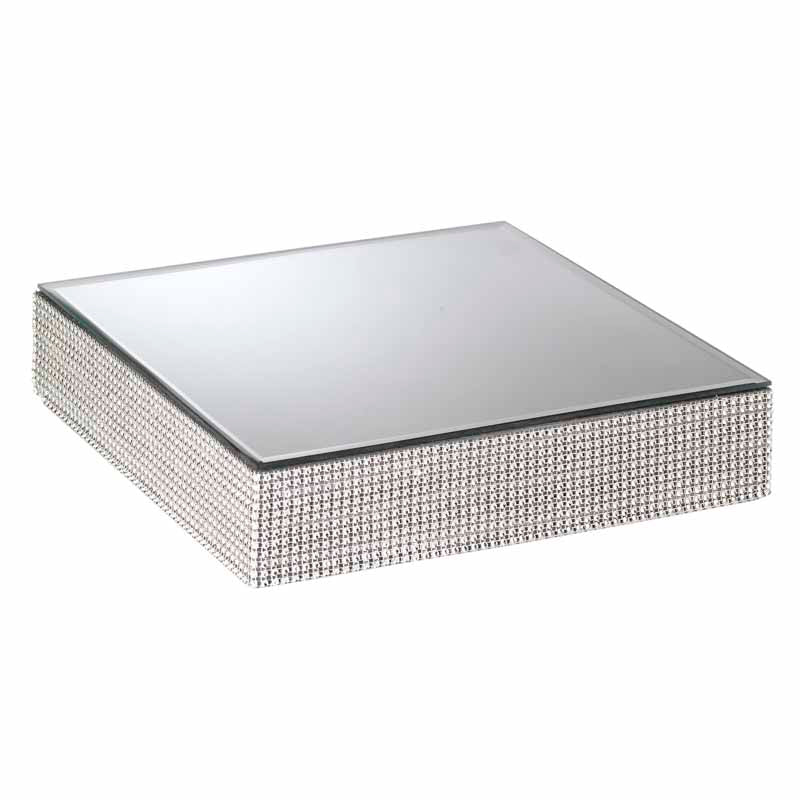 Espositore quadrato con specchio e strass 25cm h.6| Rohome