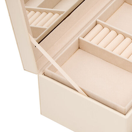 Portagioie in ecopelle colore beige con cassetti | Rohome