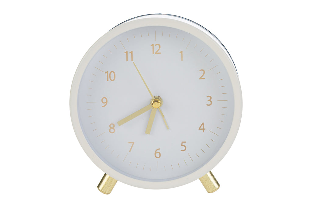 Orologio da tavolo con sveglia con luce colore bianco in metallo | Rohome