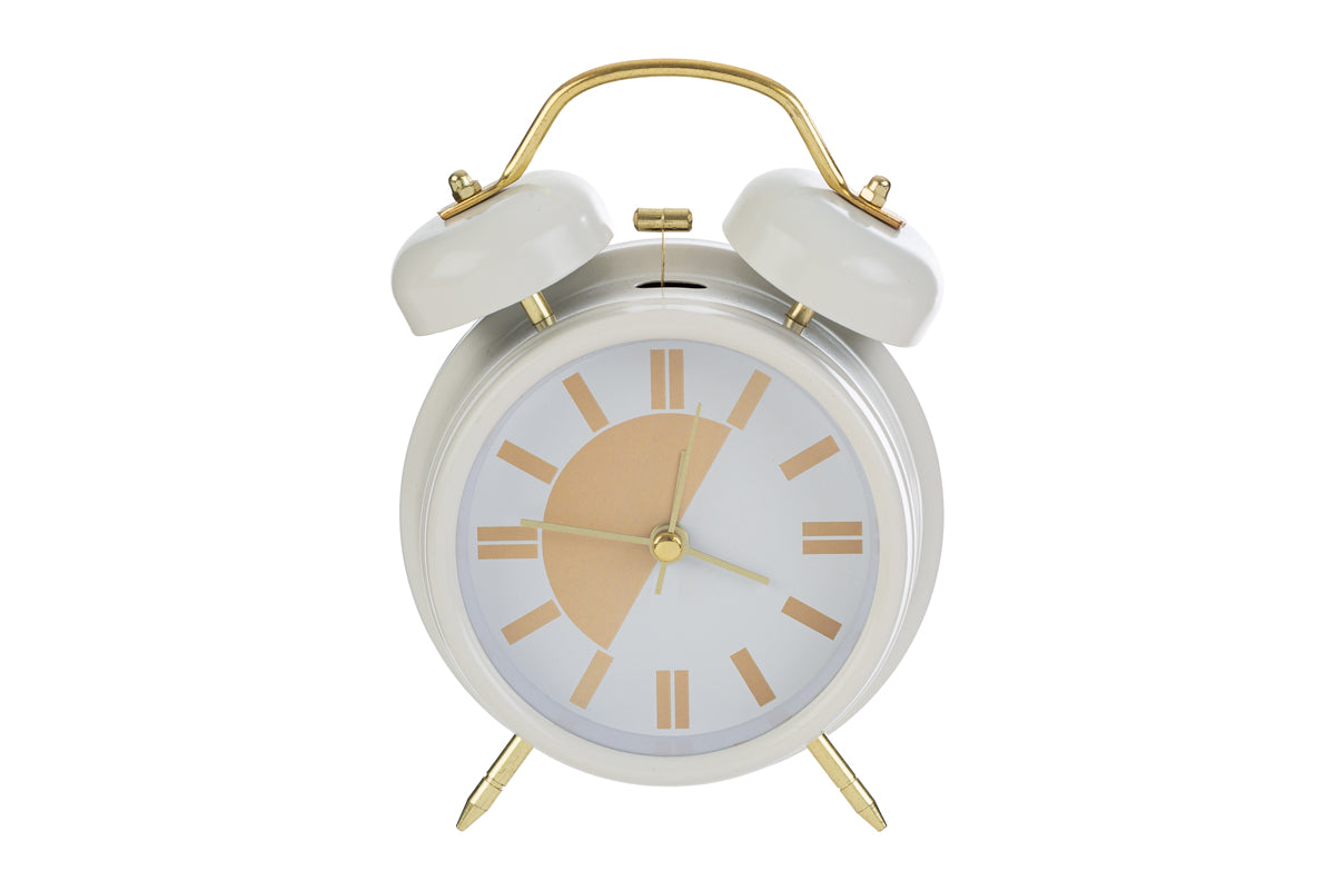 Orologio da tavolo con sveglia e luce colore bianco vintage in metallo | Rohome