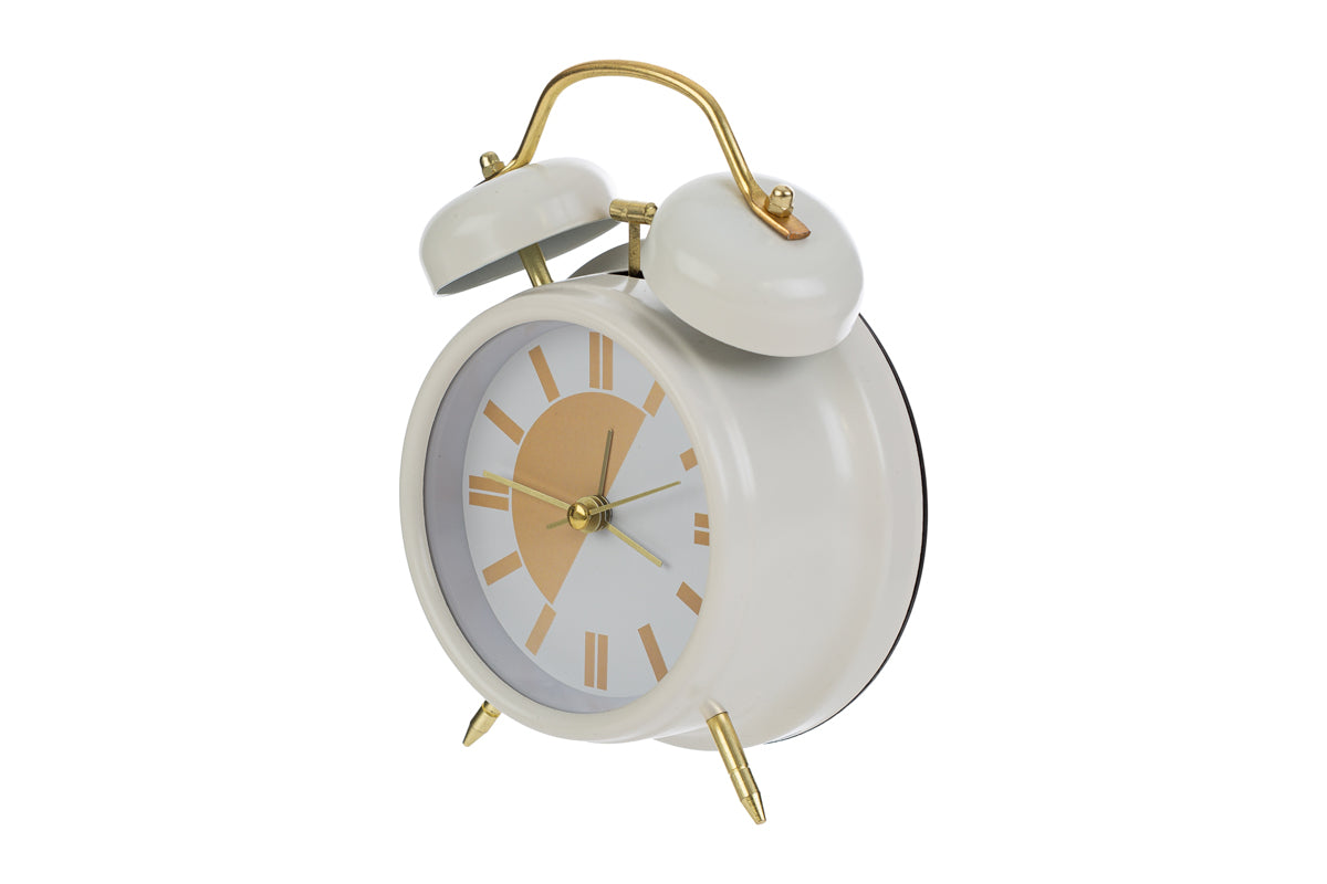 Orologio da tavolo con sveglia e luce colore bianco vintage in metallo | Rohome
