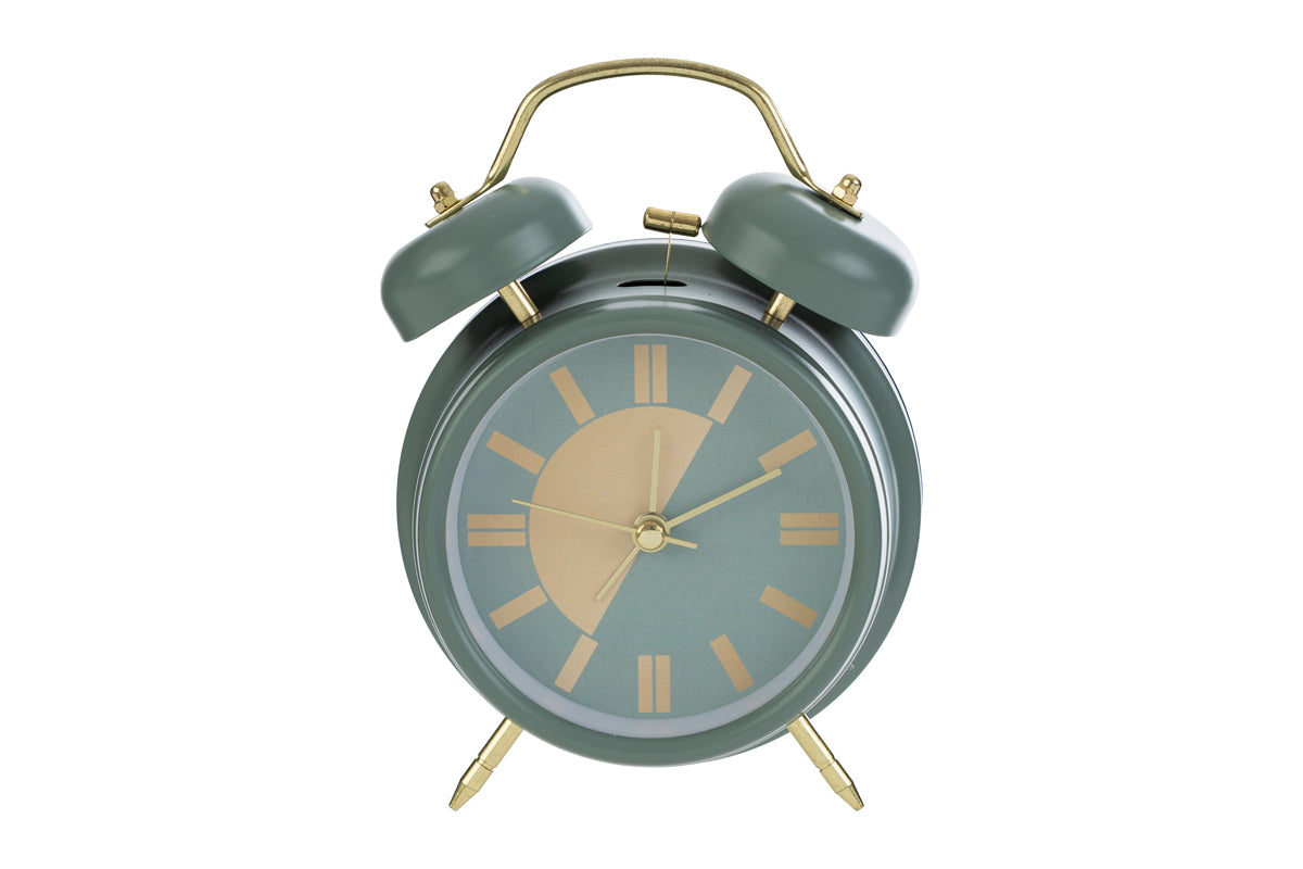 Orologio da tavolo con sveglia e luce colore verde vintage in metallo | Rohome