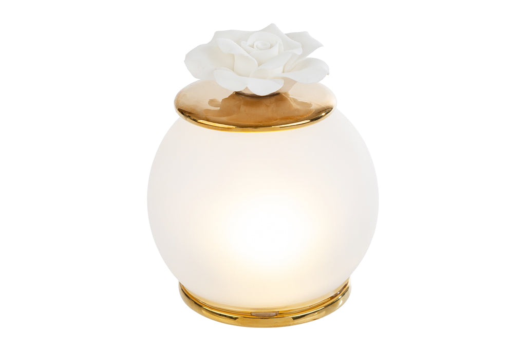 Lampada led a batteria con fiore in ceramica capodimonte | Rohome
