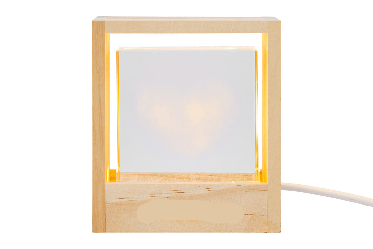 Bomboniera Lampada cubo usb in vetro con cuore  | Rohome