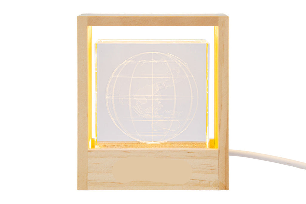 Bomboniera Lampada cubo usb in vetro con mondo | Rohome