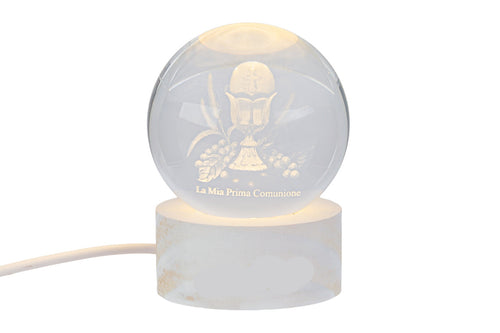 Bomboniera lampada prima comunione usb in vetro con scritta | Rohome