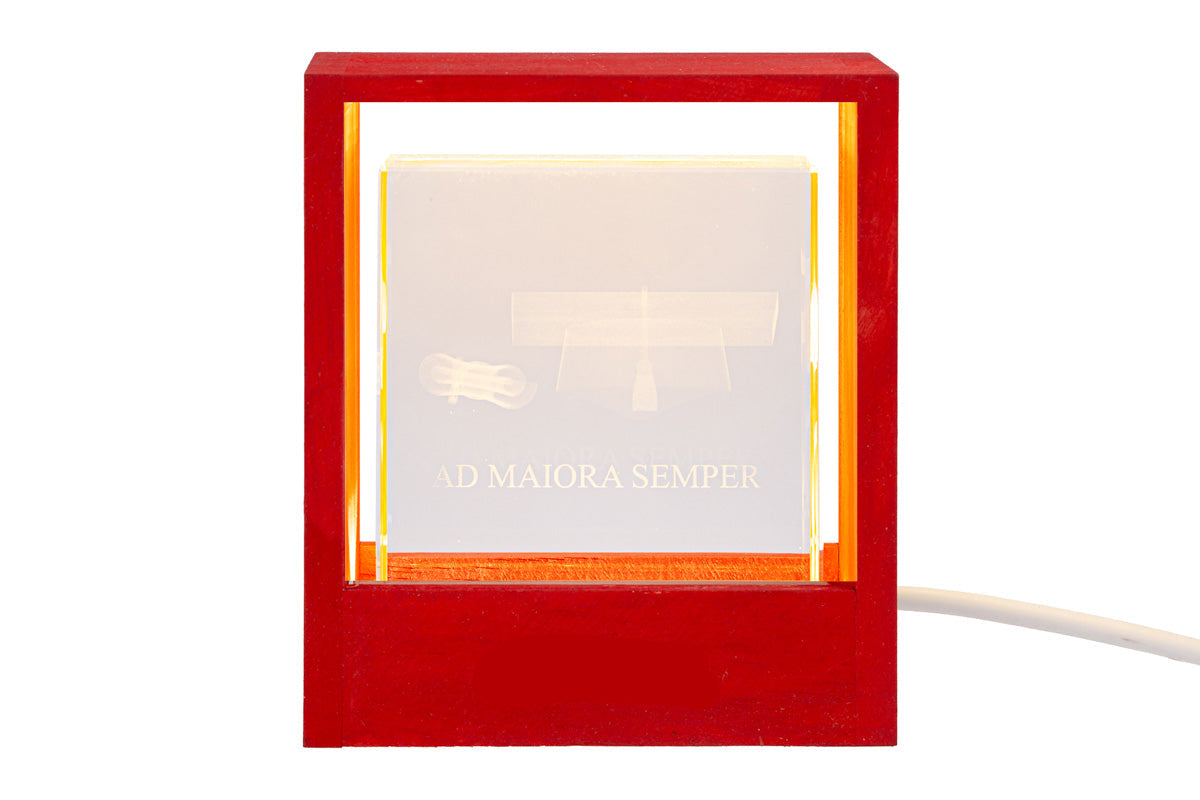Bomboniera Lampada cubo laurea usb in vetro con scritta | Rohome