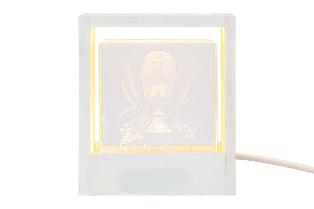 Bomboniera Lampada cubo prima comunione in vetro con scritta | Rohome