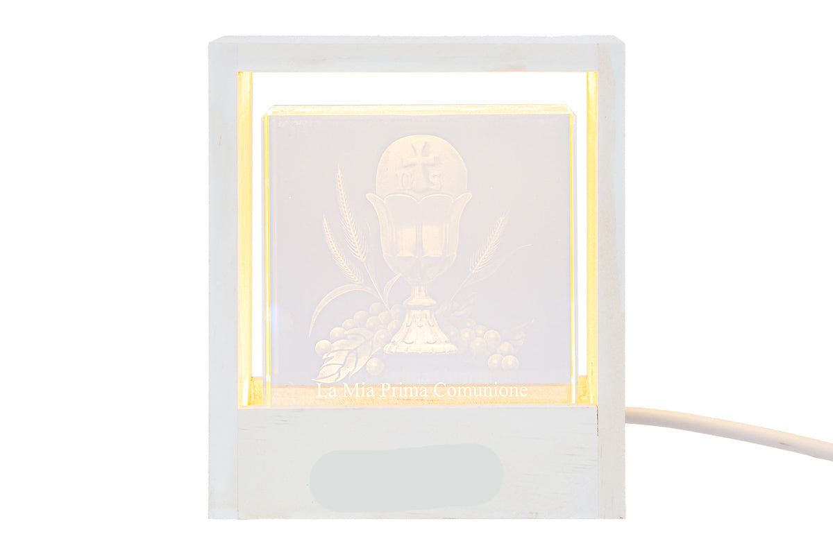 Bomboniera Lampada cubo prima comunione in vetro con scritta | Rohome