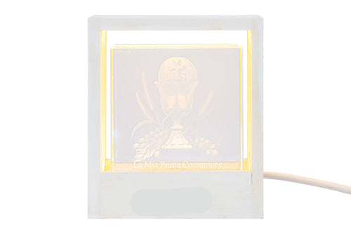 Bomboniera Lampada cubo prima comunione in vetro con scritta | Rohome