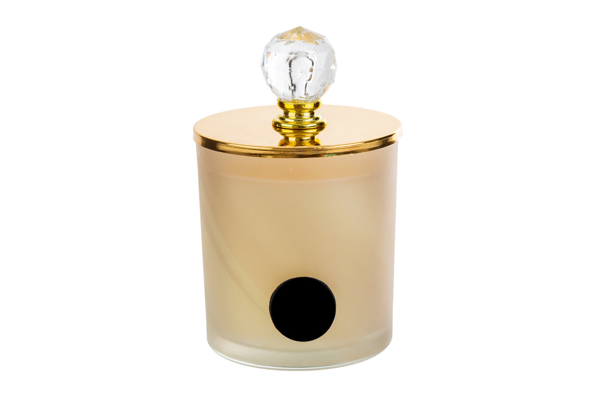 Candela profumata in vetro rosa e h.12.5cm | Rohome