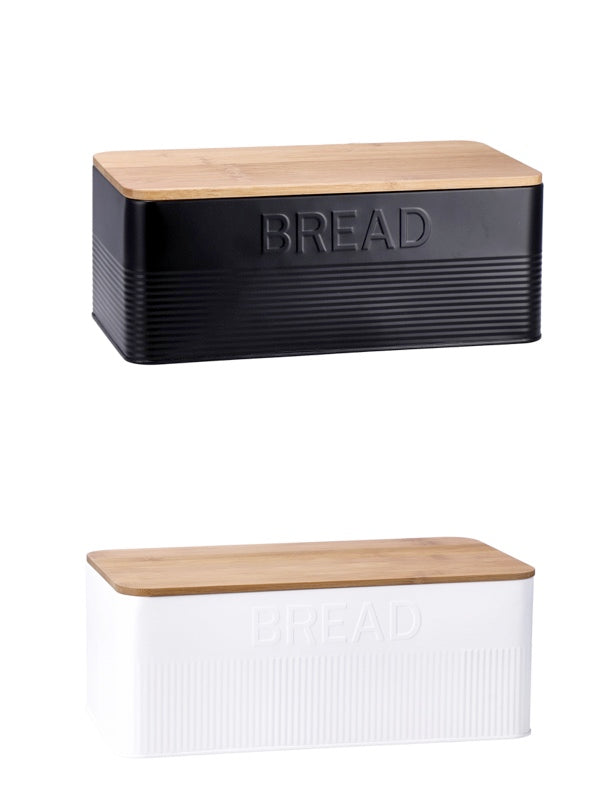 Portapane in metallo con tappo in legno bianco| Rohome