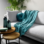 Plaid in velluto verde petrolio 200 cm | Rohome