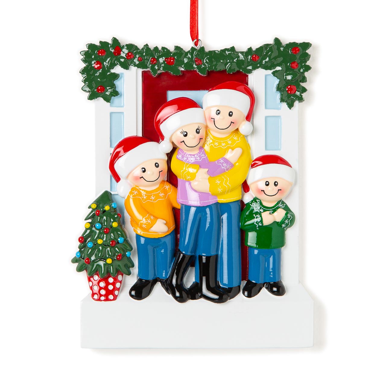 Decorazione Personalizzabile Coppia e 2 figli alla Porta di Casa | Rohome