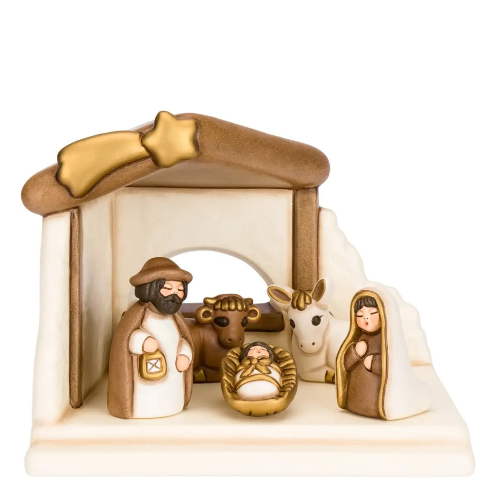 Set capanna con Sacra Famiglia bue e asinello bianco | Rohome