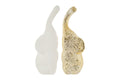 Bomboniera Set 2 elefantini in porcellana bianco ed oro h.27cm | Rohome