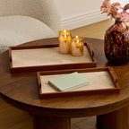 Set 2 vassoi in vinile colore cuoio | Rohome