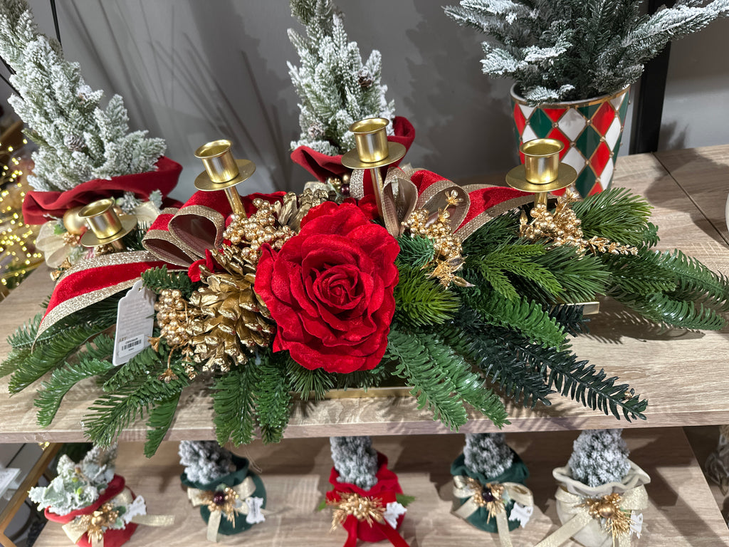 Fiori di Lena - Candeliere 4 fiamme natalizio rosso | Rohome