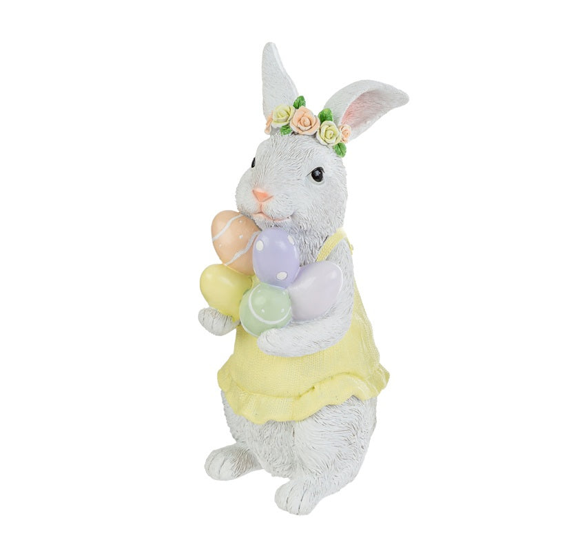 Coniglio pasquale in resina con uova h.30cm | Rohome