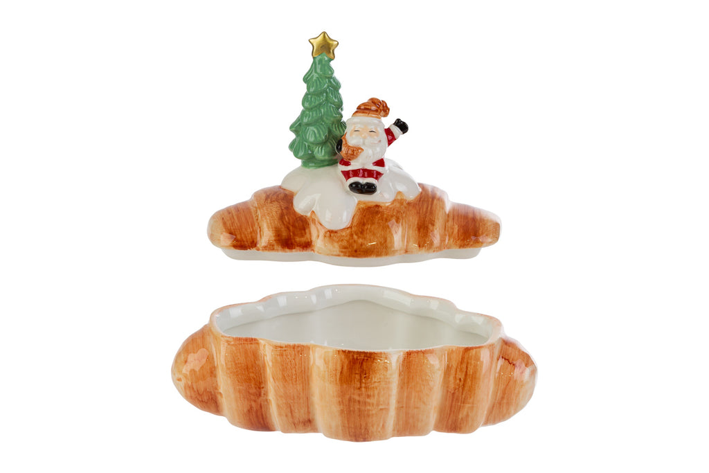 Barattolo in ceramica a forma di cornetto con babbo natale h.17cm| rohome