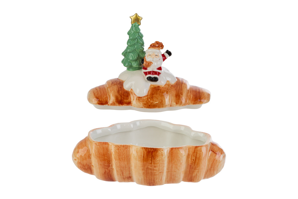 Barattolo in ceramica a forma di cornetto con babbo natale h.17cm| rohome