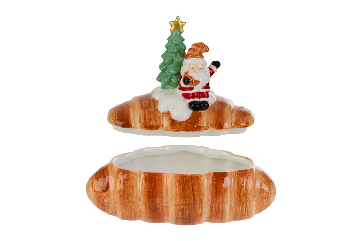 Barattolo in ceramica a forma di cornetto con babbo natale h.22cm| rohome