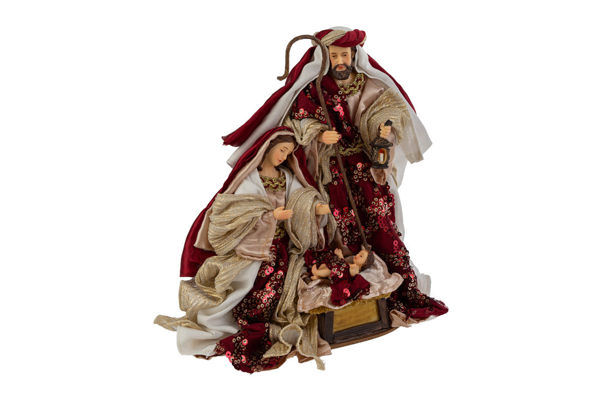 Natività in resina colore bordeaux con paillettes h25 | Rohome