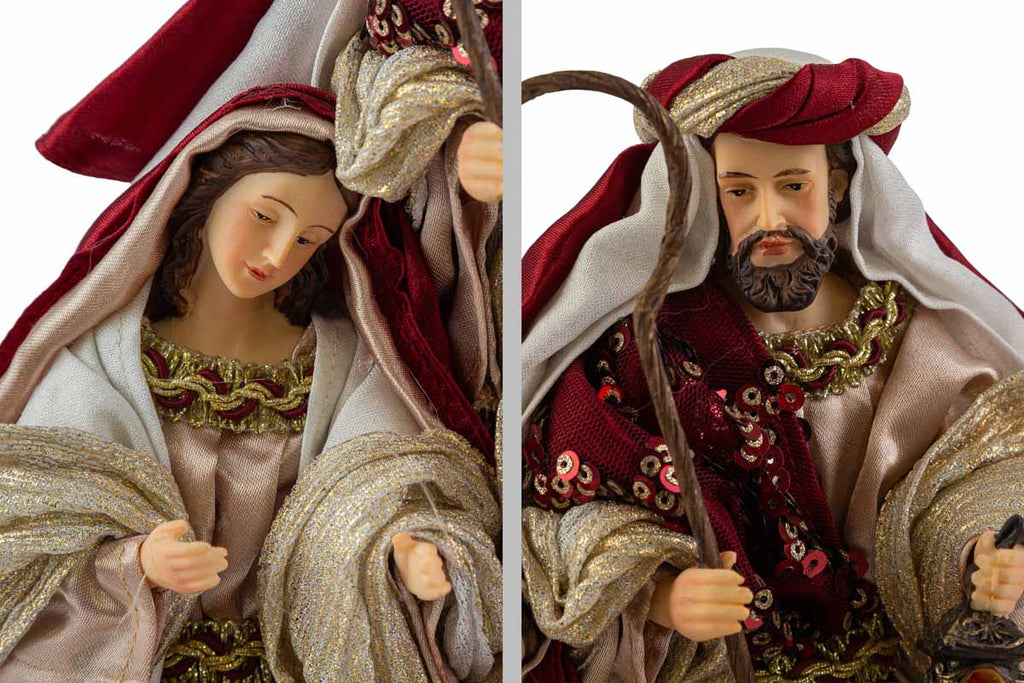 Natività in resina colore bordeaux con paillettes h25 | Rohome