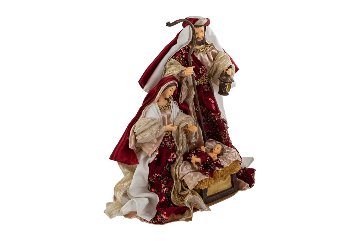Natività in resina colore bordeaux con paillettes h36 | Rohome