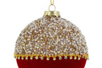 Set 3 palle di natale in vetro , velluto e perle d10cm  | Rohome