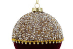 Set 3 palle di natale in vetro , velluto bordeaux e perle d10cm  | Rohome