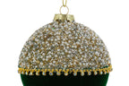 Set 3 palle di natale in vetro , velluto verde e perle d10cm  | Rohome